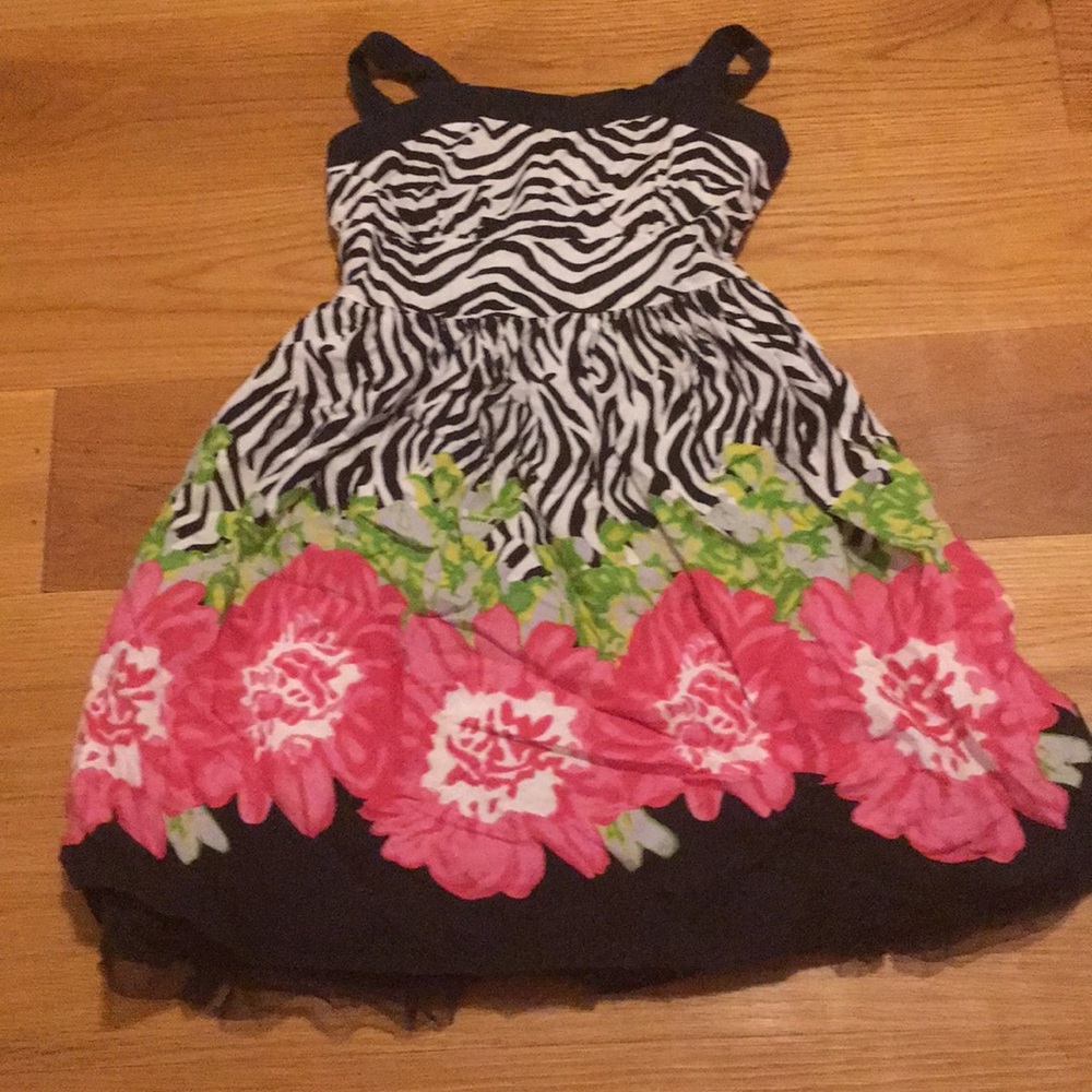 Zebra and flower printed juniors dress